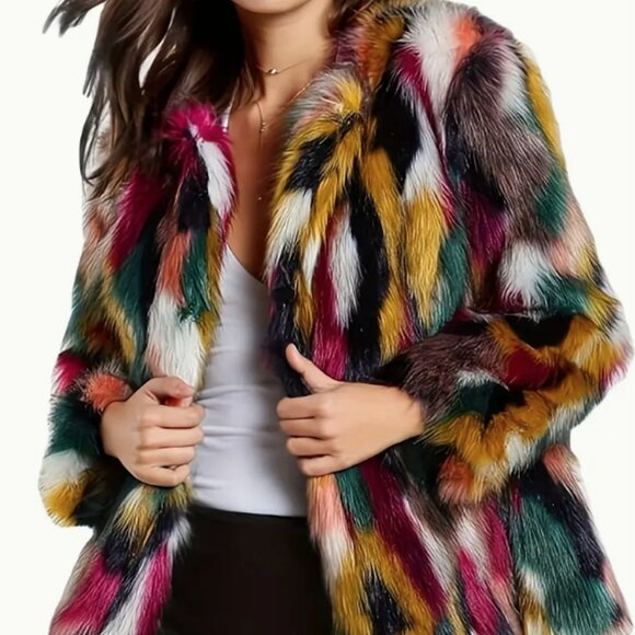 - **NEW BOUTIQUE MULTI COLOR FAUX FUR JACKET***